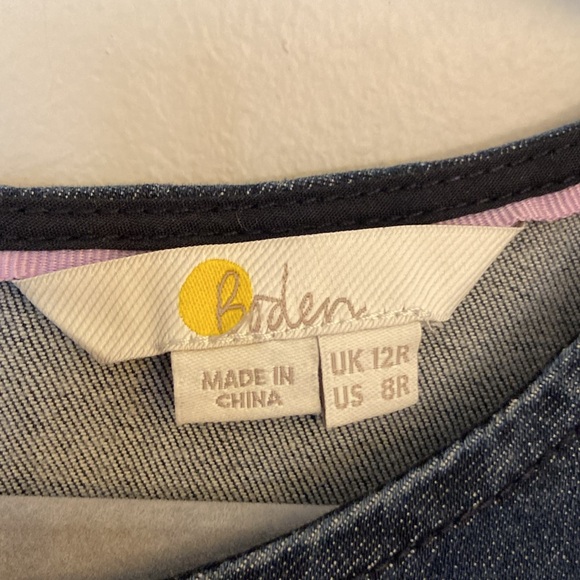 Boden Scoop Neck Sleeveless Stretch Denim Cotton Shift mini Dress size 8R - Picture 5 of 6